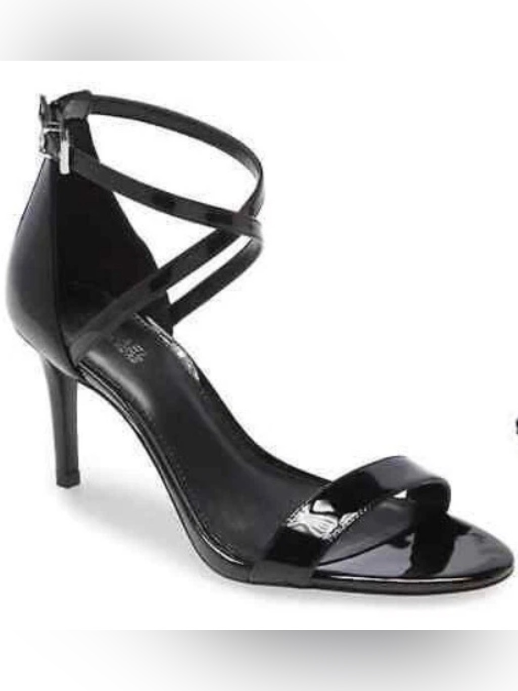Michael Michael Kors Ava Mid Patent Leather Strappy Sandal Black Size 10